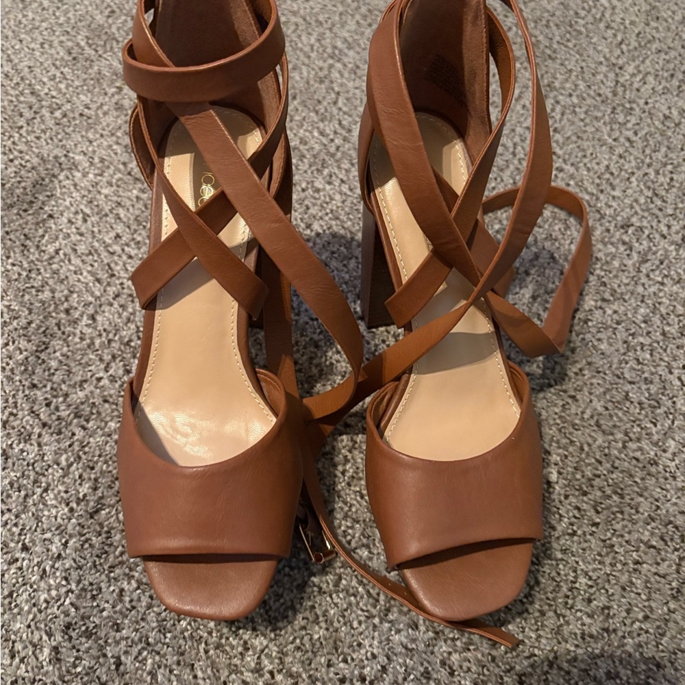 Brown Strappy Heeled Sandals